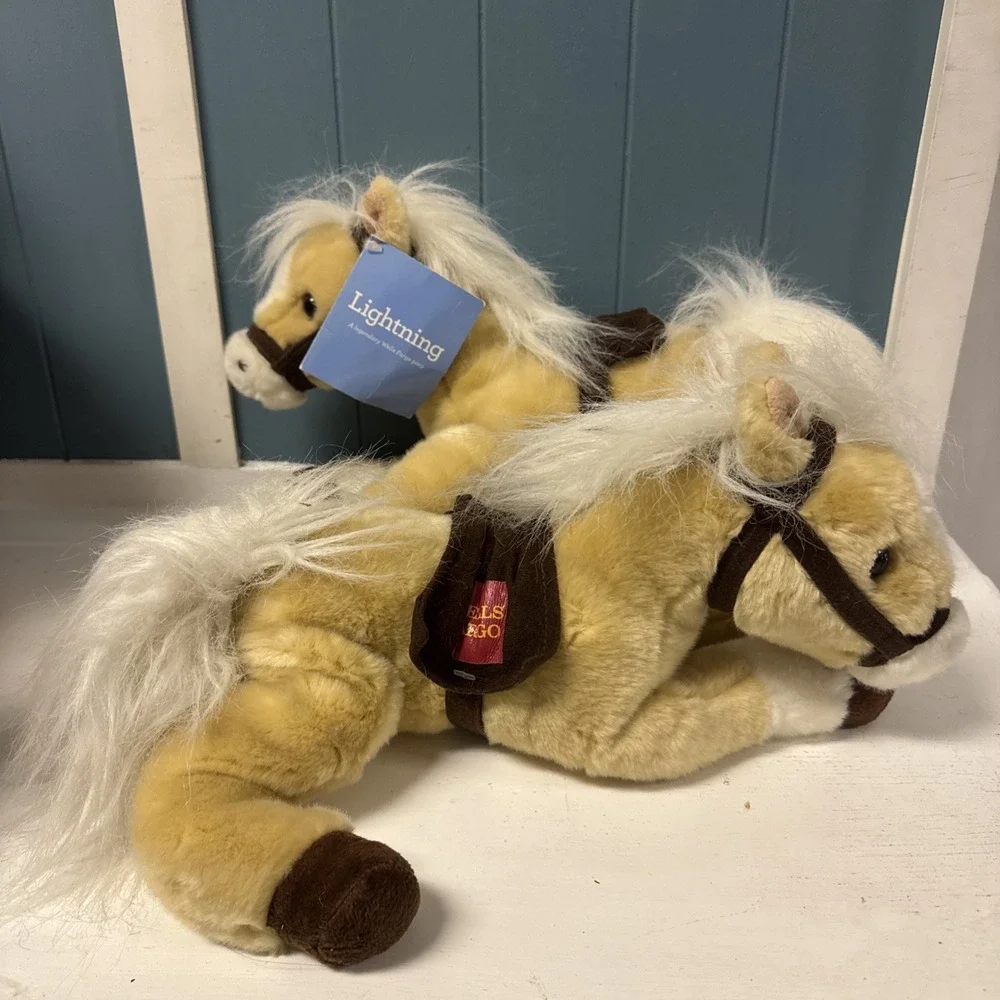 2 x WELLS FARGO Legendary Pony Lightning 2010 Tan Horse Plush Stuffed Animal 13